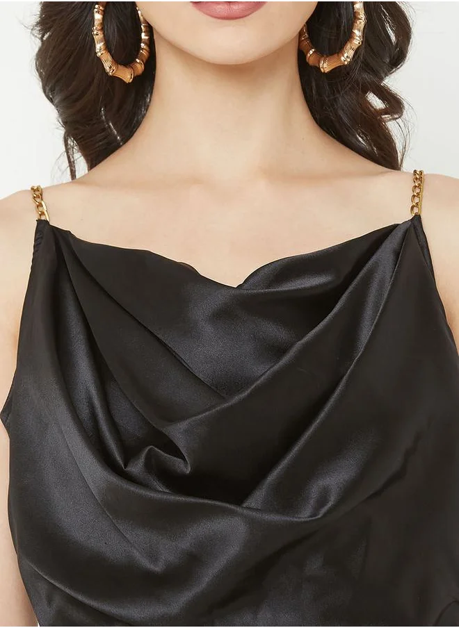 Mish Cowl Neck Chain Strap Detail Maxi Dress