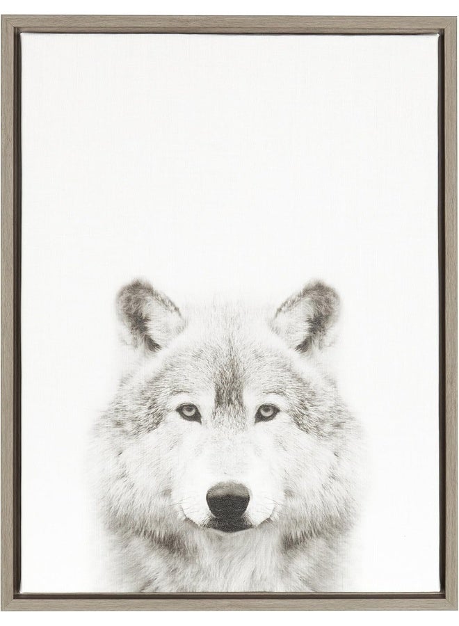 Kate and Laurel Kate and Laurel Sylvie Wolf Black and White Portrait Framed Canvas Wall Art by Simon Te Tai 18x24 Gray  - Image 5