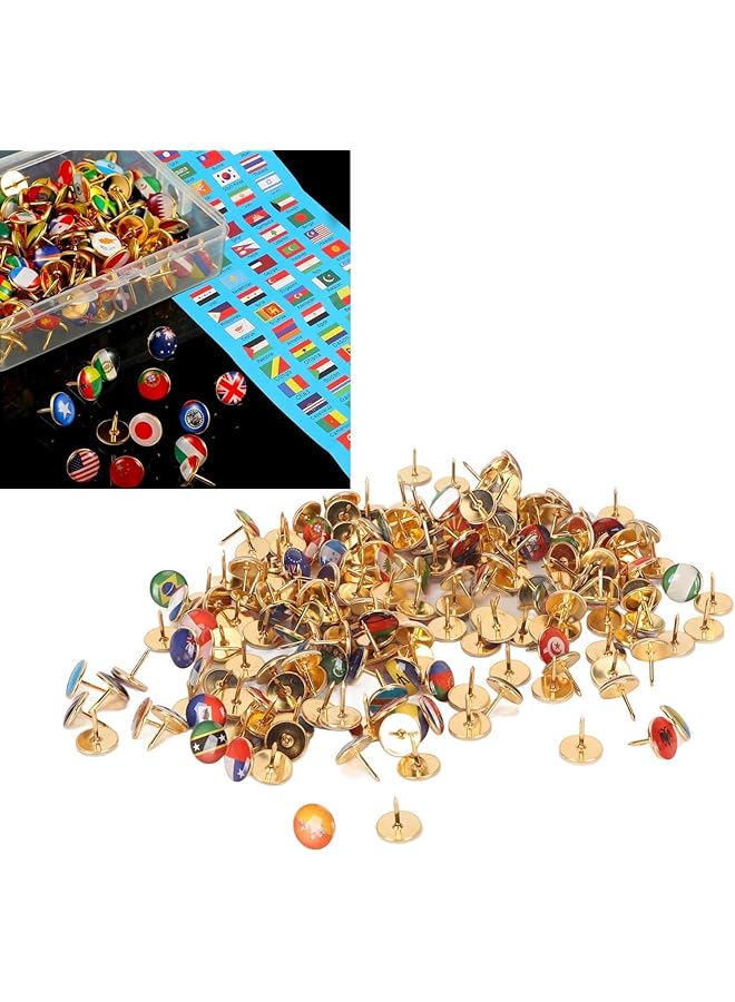 erorex 200Pcs National Flag Thumb Tacks Stainless Steel Country Map Push Pins Decorative Drawing Pins For World Travel Map Bulletin Board Pinboard Office - Image 4
