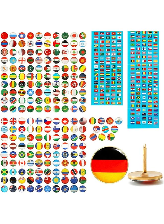 erorex 200Pcs National Flag Thumb Tacks Stainless Steel Country Map Push Pins Decorative Drawing Pins For World Travel Map Bulletin Board Pinboard Office - Image 3
