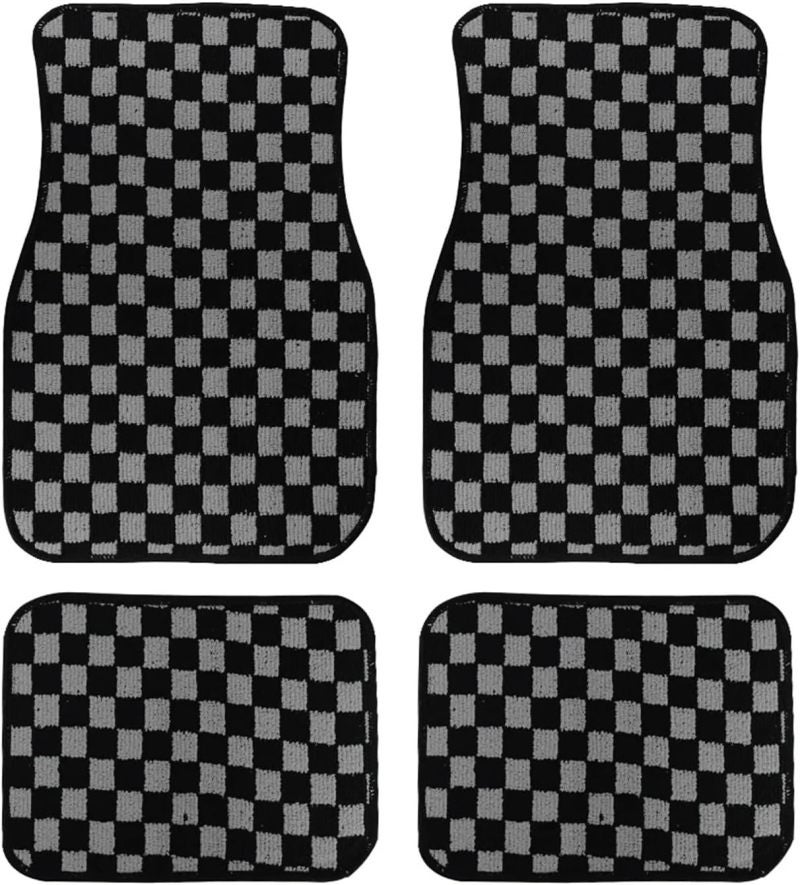 Racing Floor Mats 4Pcs Universal Car Floor Mats 33x44+44x68cm - Non-Slip Design Vehicle Floor Mats for Sedans SUV - Image 1