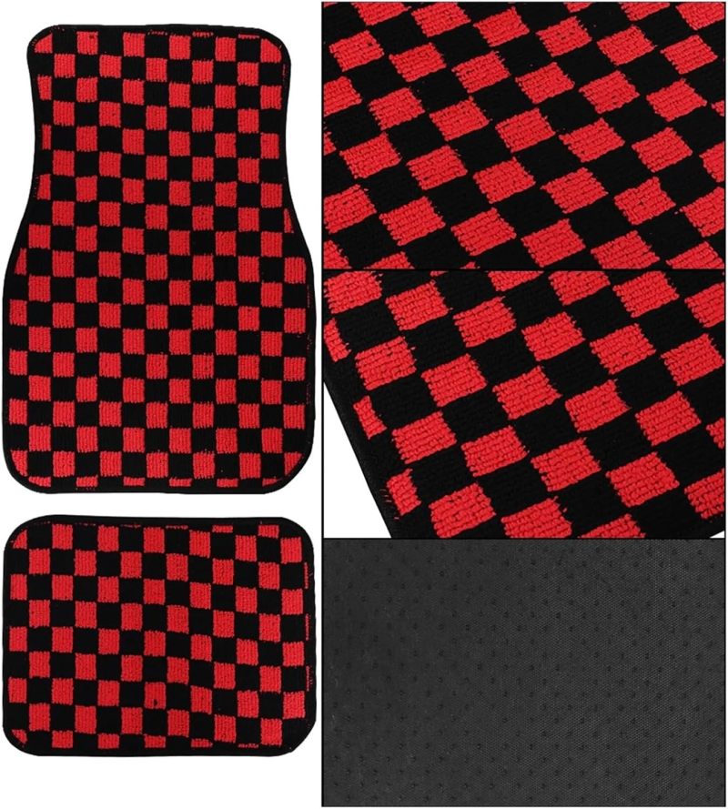 Racing Floor Mats 4Pcs Universal Car Floor Mats 33x44+44x68cm - Non-Slip Design Vehicle Floor Mats for Sedans SUV - Image 5