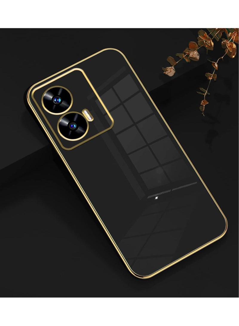 QIRG Compatible with MOTO G85 5G cover, smooth veneer gold plated chrome, black Thin and smooth shock-proof full protection MOTO G85 5G case -black - Image 2