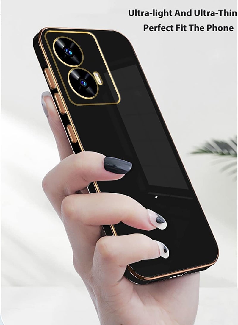 QIRG Compatible with MOTO G85 5G cover, smooth veneer gold plated chrome, black Thin and smooth shock-proof full protection MOTO G85 5G case -black - Image 3
