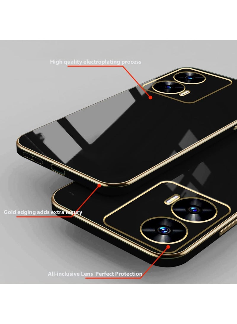 QIRG Compatible with MOTO G85 5G cover, smooth veneer gold plated chrome, black Thin and smooth shock-proof full protection MOTO G85 5G case -black - Image 4