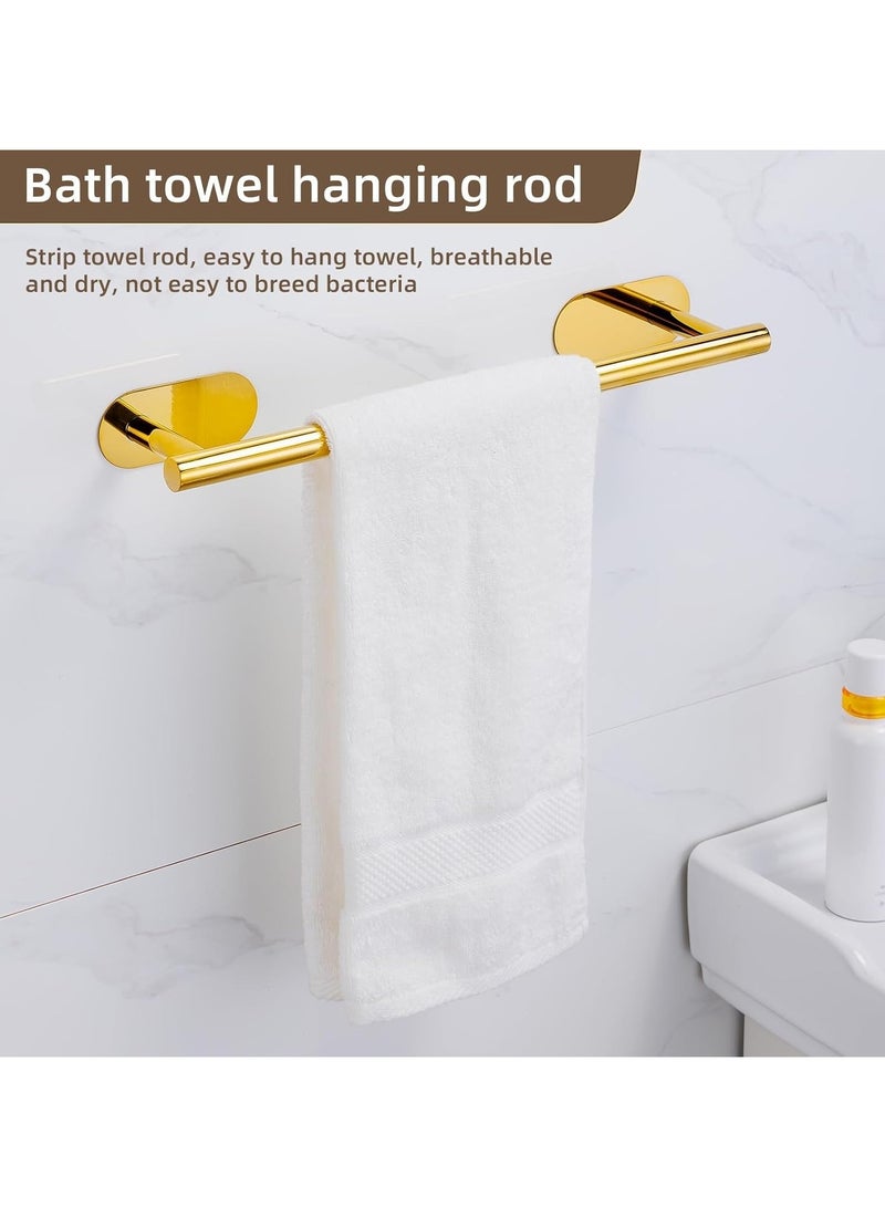 4-Piece Gold Bathroom Hardware Set – Adhesive Stainless Steel Towel Bar, Toilet Paper Holder, Robe Hook & Towel Ring | No-Drill Brushed Gold Bathroom Accessories Kit - Image 5