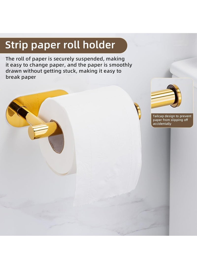 4-Piece Gold Bathroom Hardware Set – Adhesive Stainless Steel Towel Bar, Toilet Paper Holder, Robe Hook & Towel Ring | No-Drill Brushed Gold Bathroom Accessories Kit - Image 4