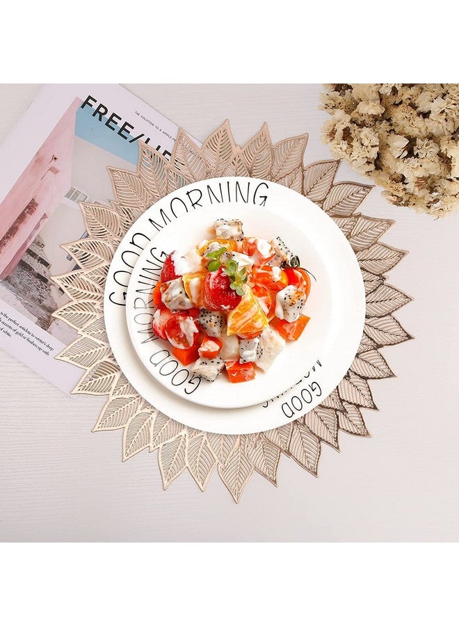 Home-Cloud حصيرة طاولة هوم كلاود من كلوريد البوليفينيل بشكل دائري | حصيرة طاولة دائرية | حصيرة بتصميم مقصوص | حصائر طاولة الطعام | حصائر طاولة الزينة | حصائر طاولة بجانب السرير (زهور_ذهبي، 2) - Image 3