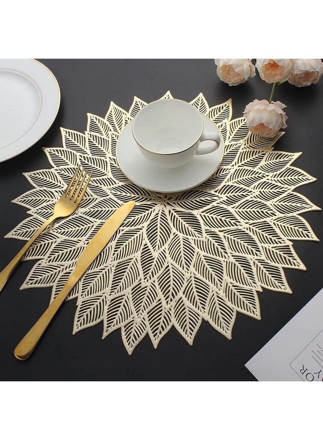 Home-Cloud حصيرة طاولة هوم كلاود من كلوريد البوليفينيل بشكل دائري | حصيرة طاولة دائرية | حصيرة بتصميم مقصوص | حصائر طاولة الطعام | حصائر طاولة الزينة | حصائر طاولة بجانب السرير (زهور_ذهبي، 2) - Image 1