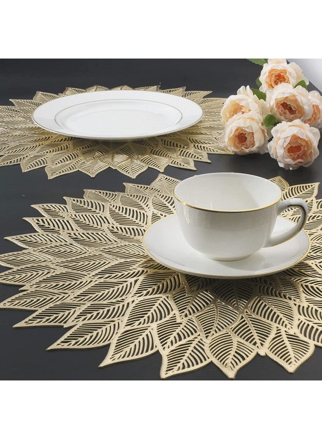 Home-Cloud حصيرة طاولة هوم كلاود من كلوريد البوليفينيل بشكل دائري | حصيرة طاولة دائرية | حصيرة بتصميم مقصوص | حصائر طاولة الطعام | حصائر طاولة الزينة | حصائر طاولة بجانب السرير (زهور_ذهبي، 2) - Image 4