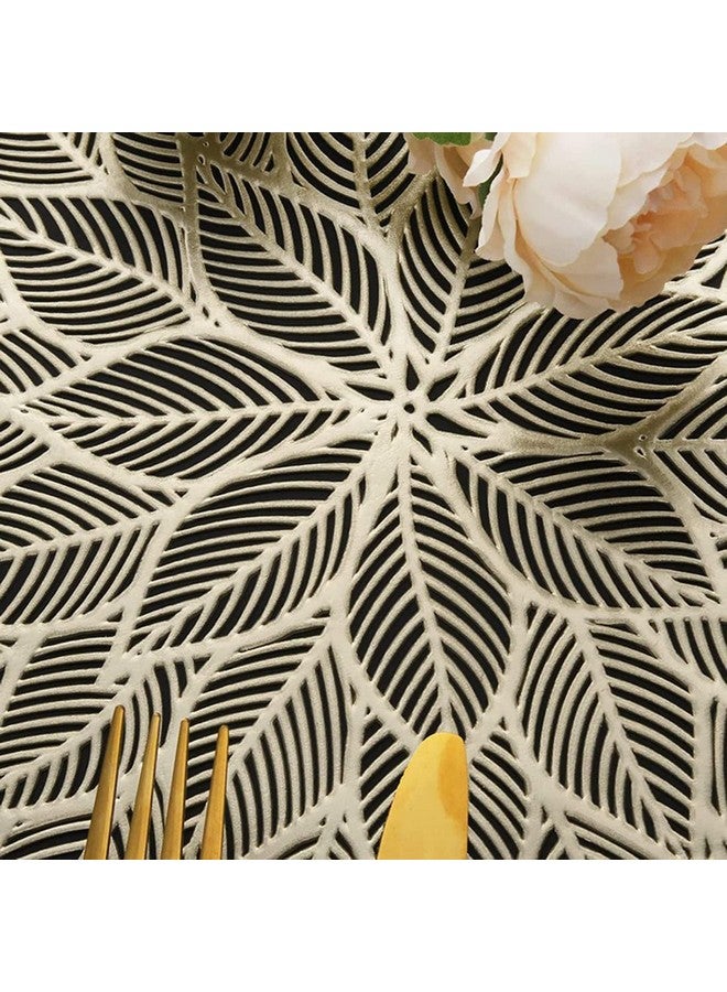 Home-Cloud حصيرة طاولة هوم كلاود من كلوريد البوليفينيل بشكل دائري | حصيرة طاولة دائرية | حصيرة بتصميم مقصوص | حصائر طاولة الطعام | حصائر طاولة الزينة | حصائر طاولة بجانب السرير (زهور_ذهبي، 2) - Image 2