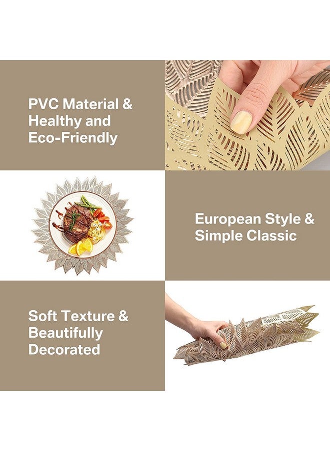 Home-Cloud حصيرة طاولة هوم كلاود من كلوريد البوليفينيل بشكل دائري | حصيرة طاولة دائرية | حصيرة بتصميم مقصوص | حصائر طاولة الطعام | حصائر طاولة الزينة | حصائر طاولة بجانب السرير (زهور_ذهبي، 2) - Image 5