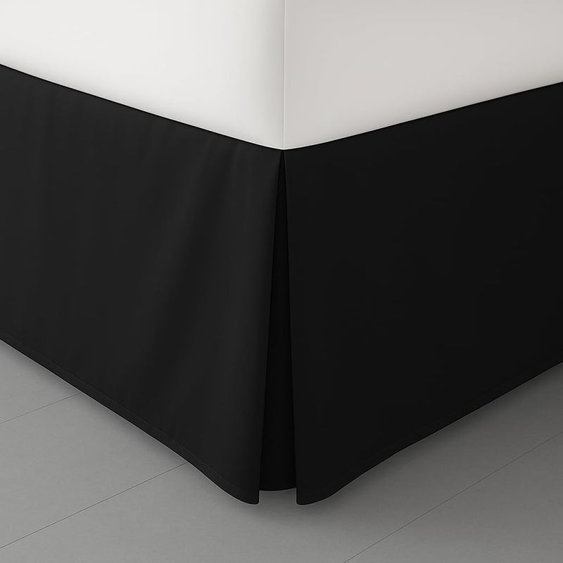 LDC LUX DECOR COLLECTION تنورة سرير كينج سايز LUX Dcor بارتفاع 16 بوصة من الألياف الدقيقة المصقولة باللون الأسود