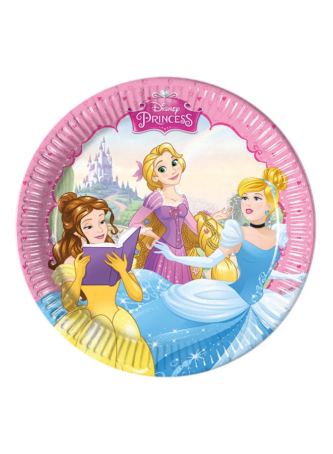 Ciao Disney Princess Dreaming Paper Plates – 19.5 cm Pack of 8 Disposable Party Plates Featuring Belle, Rapunzel & Cinderella - Image 1