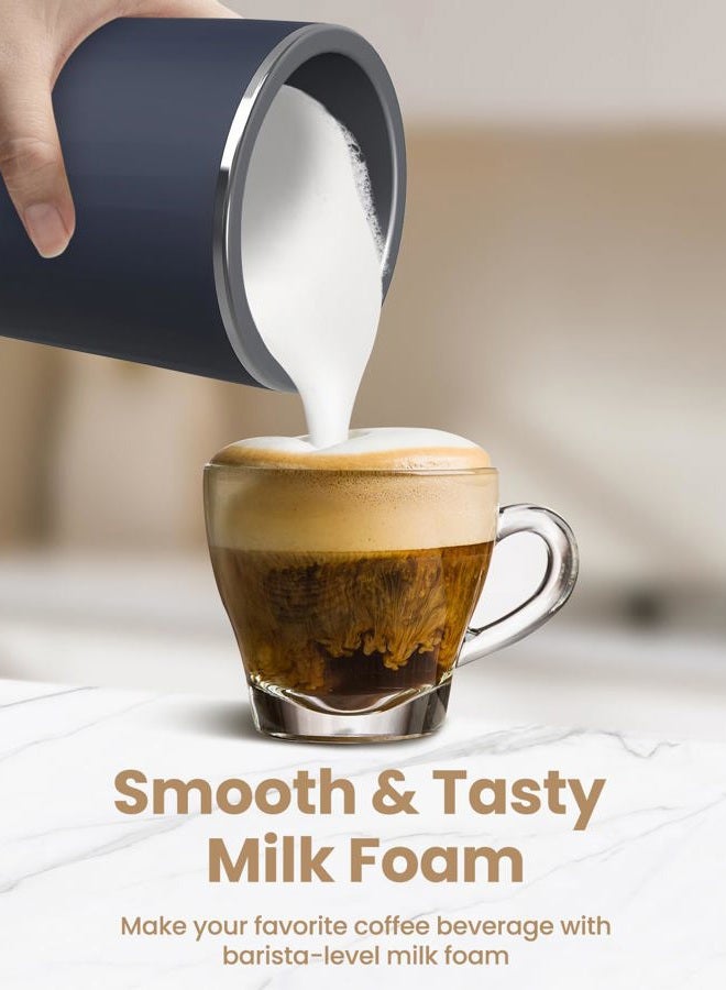 SIMPLETASTE Milk Frother, 4-in-1 Electric Milk Frother and Steamer, Automatic Warm and Cold Foam Maker and Milk Warmer for Latte, Cappuccinos, Dark Blue - Image 2