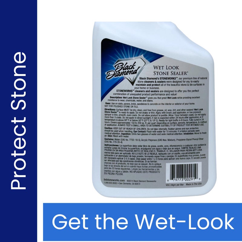 Black Diamond Stoneworks Wet Look Natural Stone Sealer. Durable, Long-Lasting Gloss Protection. Interior and Exterior Pavers, Slate, Sandstone, Travertine, Flagstone, Driveways, Garage Floors, etc. Black Diamond Stoneworks - Image 2