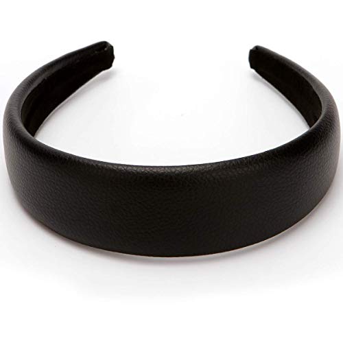 LONEEDY 1.7 Inch Leather Hard Wide Padded Headband Hairband for Women (Black) - Image 2