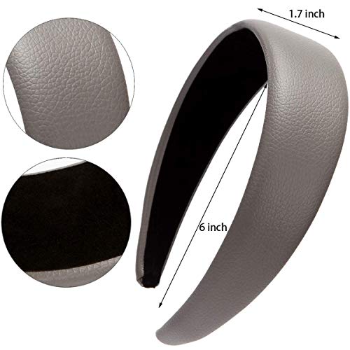 LONEEDY 1.7 Inch Leather Hard Wide Padded Headband Hairband for Women (Black) - Image 3