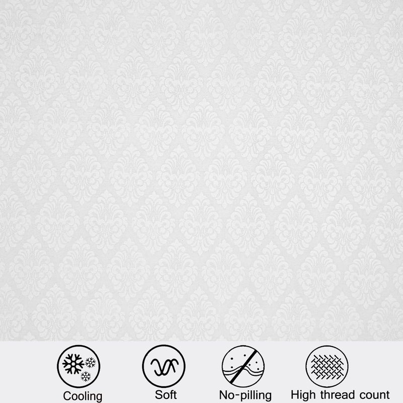 FRESH FROM LOOM Microfiber Wrinkle ResistantSoft Skin SafeBreathable King Size Flat BedsheetsHotelHomeDouble Bedsheet Set With 2 Pillow Covers95X90 Inches WhiteDamas Design144 TC - Image 4