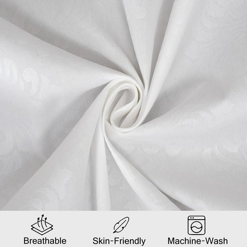 FRESH FROM LOOM Microfiber Wrinkle ResistantSoft Skin SafeBreathable King Size Flat BedsheetsHotelHomeDouble Bedsheet Set With 2 Pillow Covers95X90 Inches WhiteDamas Design144 TC - Image 3
