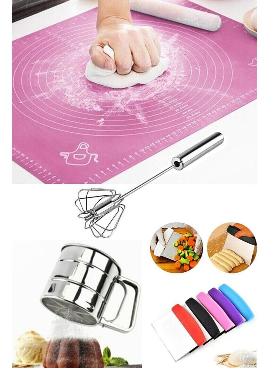 Knittingtr - Dough Pastry Pastry Set; Dough Mat, Automatic Beater, Dough Spatula, Flour Sugar Sieve - Image 1