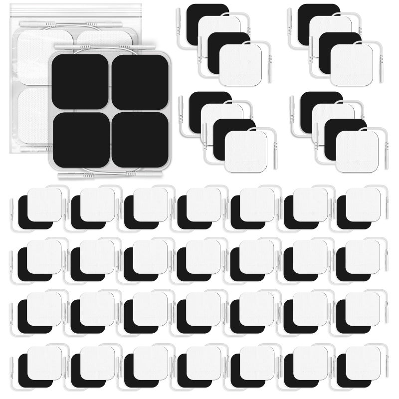 OAKDOLCHE 144-Count TENS Unit Pads (2"x2"), Reusable Self-Adhesive Electrodes Pads with 0.2mm Connector, Latex-Free, Hypoallergenic & Compatible with TENS/EMS - Image 1