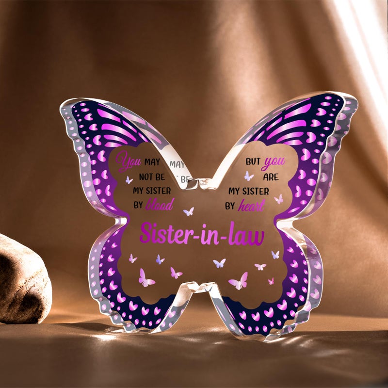 GLEEVERA Sister In Law Gifts  Gifts for Sister In Law  Sister In Law Birthday Gifts  Birthday Gifts for Sister In Law for Birthdays Mothers Day Christmas Thanksgiving - Butterfly-shaped Acrylic Plaque Gifts - Image 4