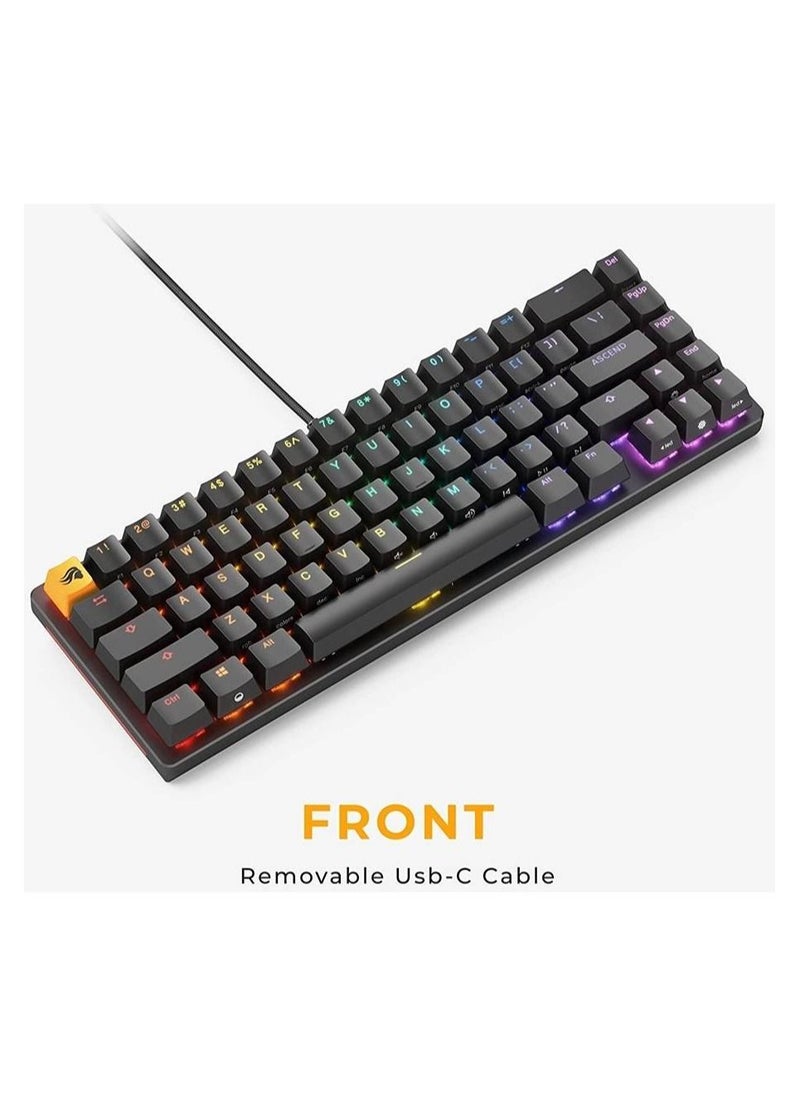 Glorious - Glorious GMMK 2 TKL Wired Mechanical Keyboard, 65% Layout, Fox Linear Switches, Hot Swappable, CNC Aluminum Top Frame, RGB LED Backlighting, ARB Layout, USB-C, Black | GLO-GMMK2-65-FOX-B-A - Image 1