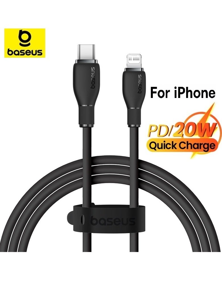 Baseus USB C To Lightning Cable 1.2m Fast Charging Power Delivery And Data Transfer PD 20W iPhone Cable For iPhone 14/14 Pro/14 Plus/14 Pro Max, iPhone 13 12 11 Pro Max XS X 8 7 6, iPad And More- Black - Image 1