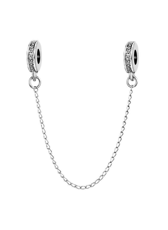 TGLS Sparkling White Crystal Safety Chain Charm Beads Compatible With Pandora Charms Bracelets for Aunt - Image 1