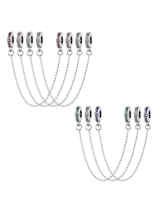 TGLS Sparkling White Crystal Safety Chain Charm Beads Compatible With Pandora Charms Bracelets for Aunt - Image 2
