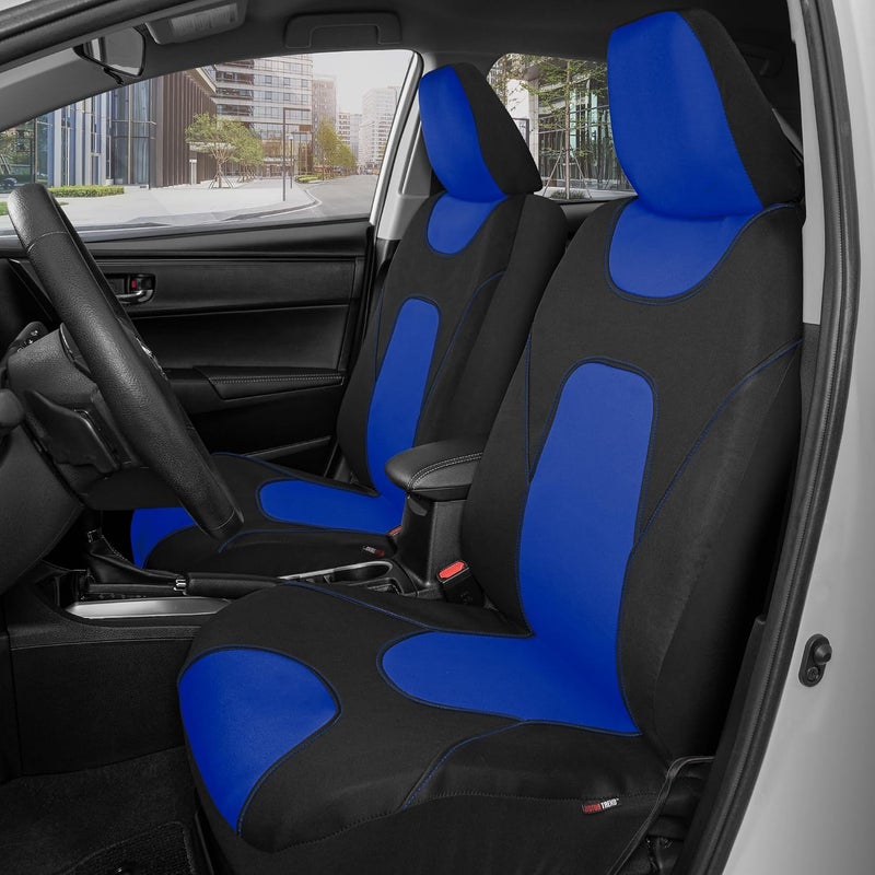 AquaShield Car Seat Covers for Front Seats, Blue – Two-Tone Waterproof Seat Covers for Cars, Neoprene Front Seat Cover Set, Interior Covers for Auto Truck Van SUV - Image 3