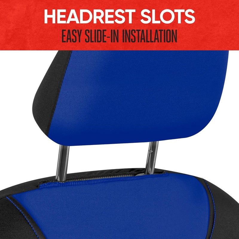 AquaShield Car Seat Covers for Front Seats, Blue – Two-Tone Waterproof Seat Covers for Cars, Neoprene Front Seat Cover Set, Interior Covers for Auto Truck Van SUV - Image 4