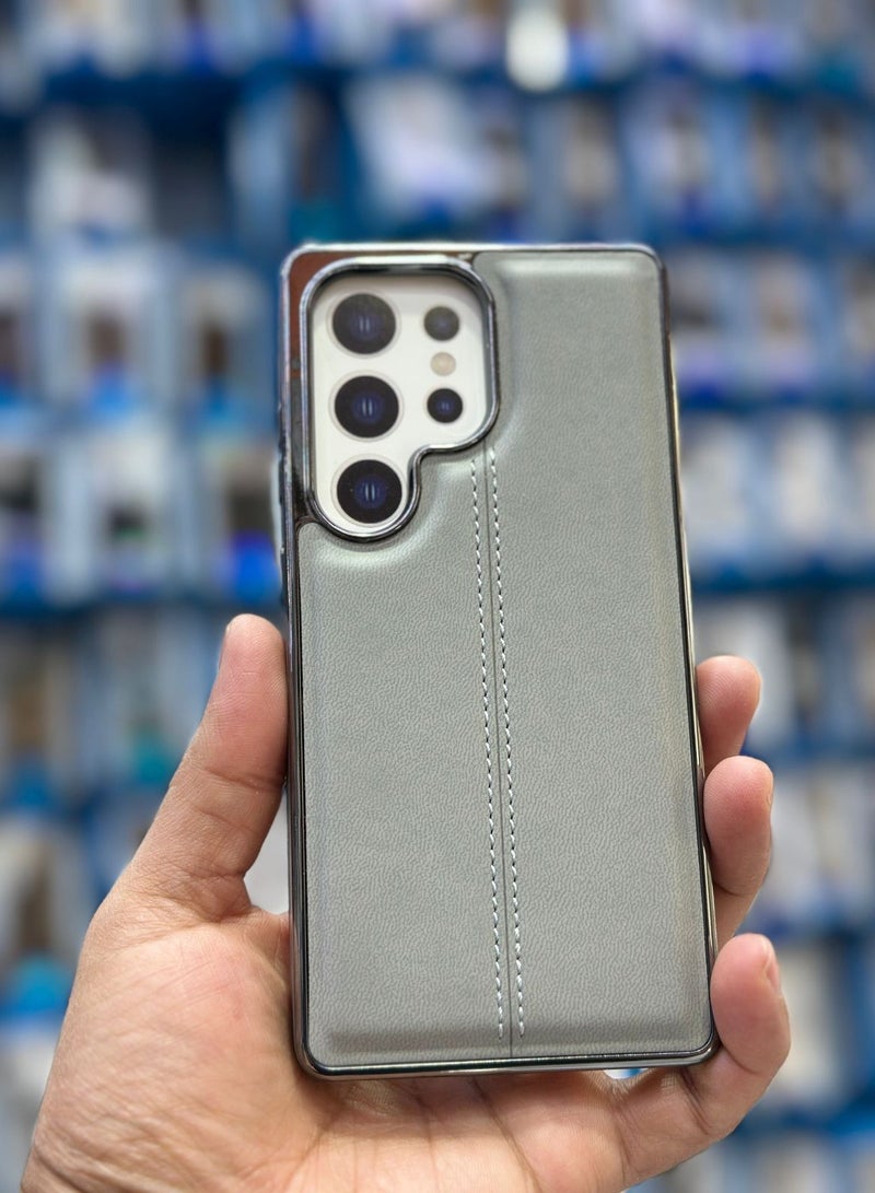 MoobiFi Premium Leather Case for Samsung Galaxy S24 Ultra - Grey - Image 1