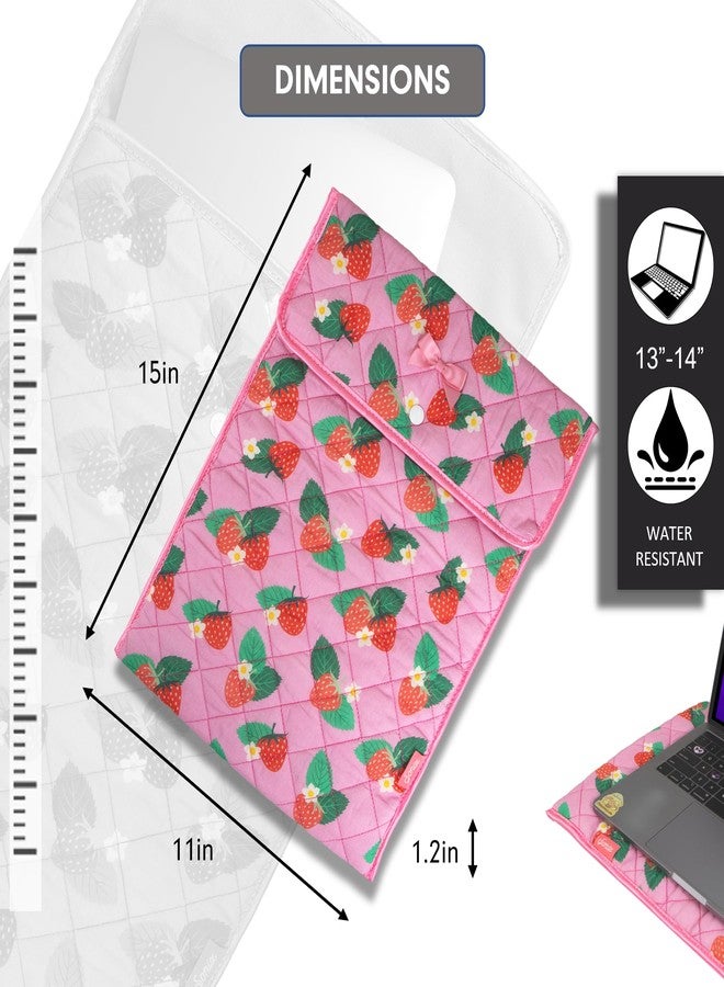 سونيكس | جراب كمبيوتر محمول مبطن | 13-14 بوصة، حقيبة حمل كمبيوتر محمول مبطنة ناعمة ومريحة، جراب كمبيوتر | فراولة برية - Image 3