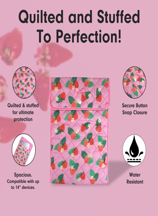 سونيكس | جراب كمبيوتر محمول مبطن | 13-14 بوصة، حقيبة حمل كمبيوتر محمول مبطنة ناعمة ومريحة، جراب كمبيوتر | فراولة برية - Image 5