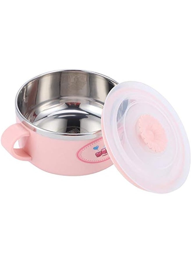 Generic - 304 Stainless Steel Toddler Bowl, Double Layer Heat Insulation Cartoon Bowl with Lid and Handles Feeding Tableware Dishes Bowl() - Image 1