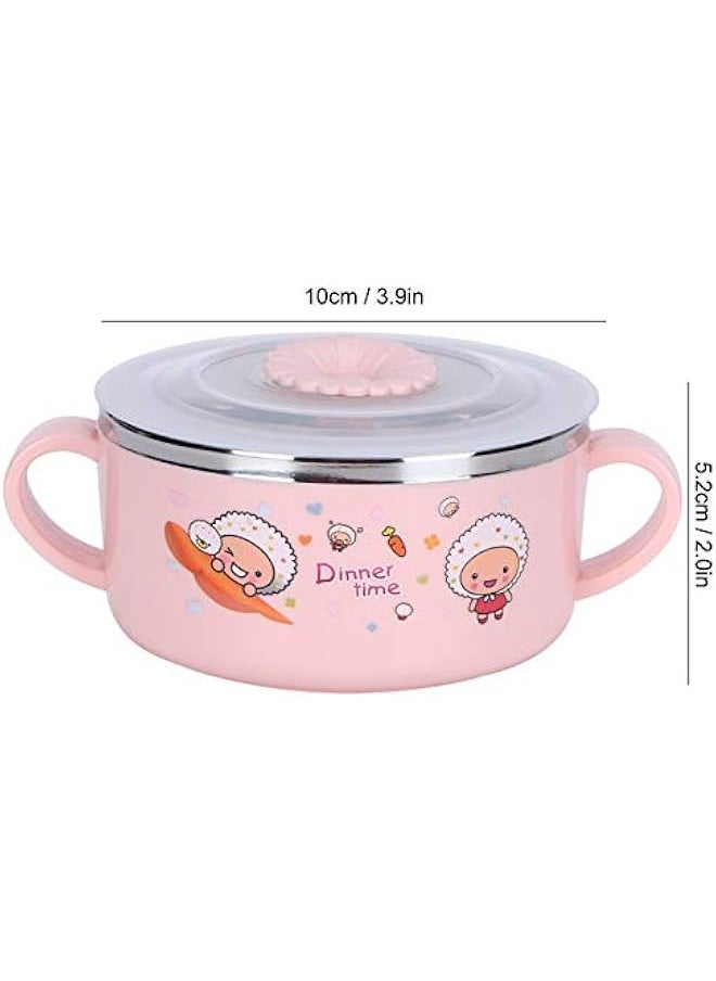 Generic - 304 Stainless Steel Toddler Bowl, Double Layer Heat Insulation Cartoon Bowl with Lid and Handles Feeding Tableware Dishes Bowl() - Image 1