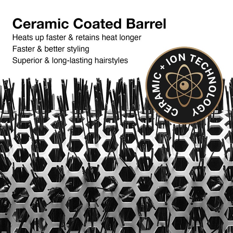 Olivia Garden Ceramic + Ion Round Thermal Hair Brush - Not Electrical - Professional Blowout Brush for Normal to Thick Hair - 1"-Diameter Barrel - White and Grey - CI-25 - Image 2