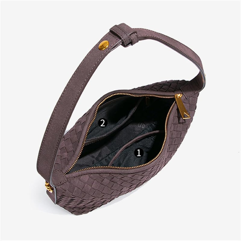 Hzxsny Suede Woven Tote Bag Shoulder Purse for Women Faux Suede Crossbody Handbag Clutch Woven Hobo Bag Satchel Slouchy Handbag 2025 - Image 5