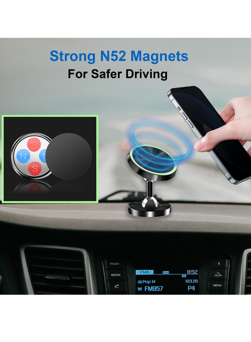 Universal Magnetic Phone Holder for Car, 360° Adjustable Dashboard Mount for All Phones, Compatible with Samsung and iPhone 14, Luminous Design, 2 Pcs - Image 3