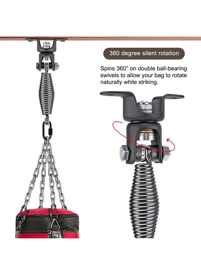BeneLabel Heavy Duty Boxing Punching Bag Hanger Chain with Spring, 350 LB Capacity, 360° Rotation Wood Beam Holder with 4 Chains and 4 Carabiners, 2 Hexagon Wood Screws and 2 Expansion Screws. - Image 3
