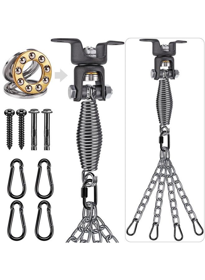 BeneLabel Heavy Duty Boxing Punching Bag Hanger Chain with Spring, 350 LB Capacity, 360° Rotation Wood Beam Holder with 4 Chains and 4 Carabiners, 2 Hexagon Wood Screws and 2 Expansion Screws. - Image 1