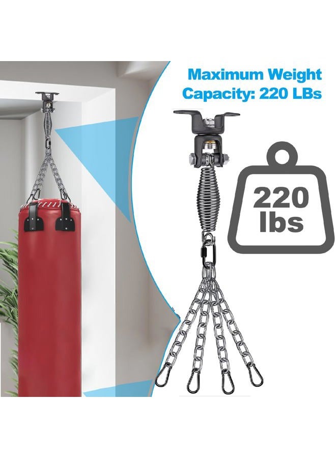 BeneLabel Heavy Duty Boxing Punching Bag Hanger Chain with Spring, 350 LB Capacity, 360° Rotation Wood Beam Holder with 4 Chains and 4 Carabiners, 2 Hexagon Wood Screws and 2 Expansion Screws. - Image 4