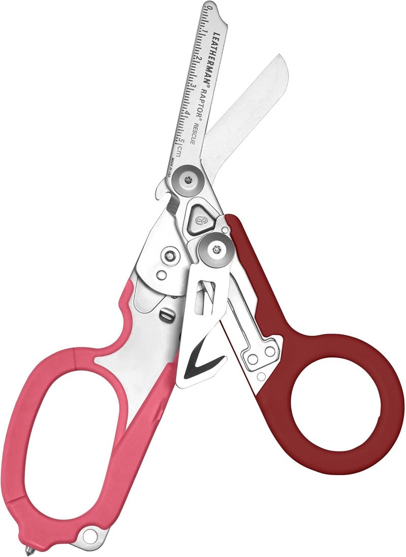 LEATHERMAN , Raptor Rescue, 6-in-1 Heavy-Duty Emergency/Trauma Shears with Carbide Glass Breaker & Strap Cutter, Made in the USA, RASPBERRY ROSE/UTILITY/BOX-DOM - Image 1