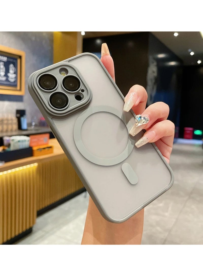 Techie غطاء خلفي شفاف من Magsafe مع حماية عدسة الكاميرا لهاتف Apple iPhone 15 Pro Max 2023 مقاس 6.7 بوصة حماية من السقوط من الدرجة العسكرية، مضاد لبصمات الأصابع ومضاد للأصفر - رمادي غير لامع - Image 2