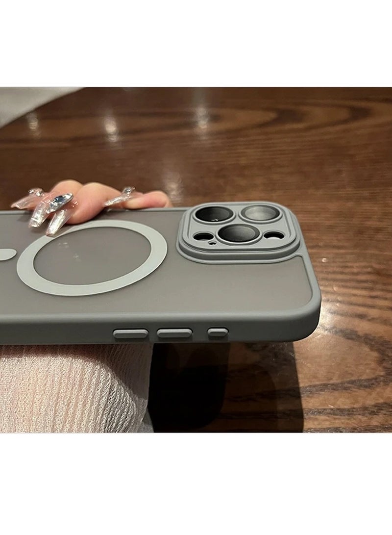 Techie غطاء خلفي شفاف من Magsafe مع حماية عدسة الكاميرا لهاتف Apple iPhone 15 Pro Max 2023 مقاس 6.7 بوصة حماية من السقوط من الدرجة العسكرية، مضاد لبصمات الأصابع ومضاد للأصفر - رمادي غير لامع - Image 3