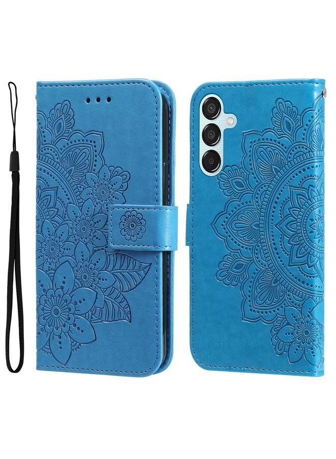 S-TOP Case For Samsung Galaxy M15 5G / F15 5G 7-petal Flowers Embossing Leather Phone Case - Image 1