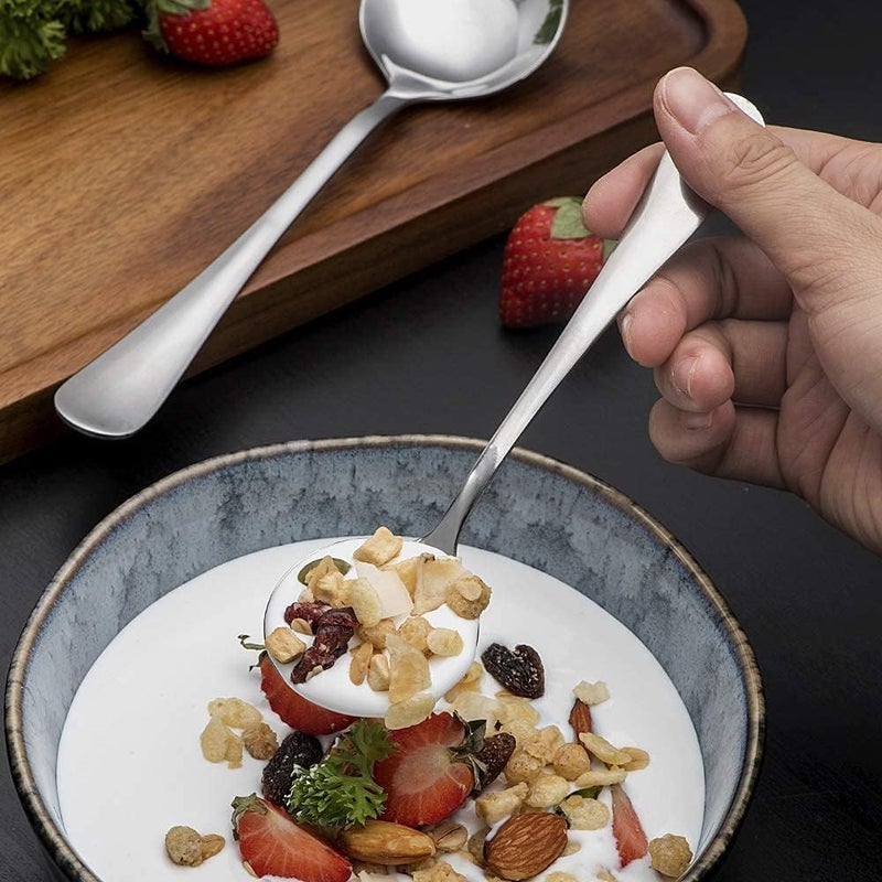 HAPPY KIT Soup Spoons, 8-Piece Premium Stainless Steel Spoons Heavy-Weight Round Spoon Flatware Set - Image 5