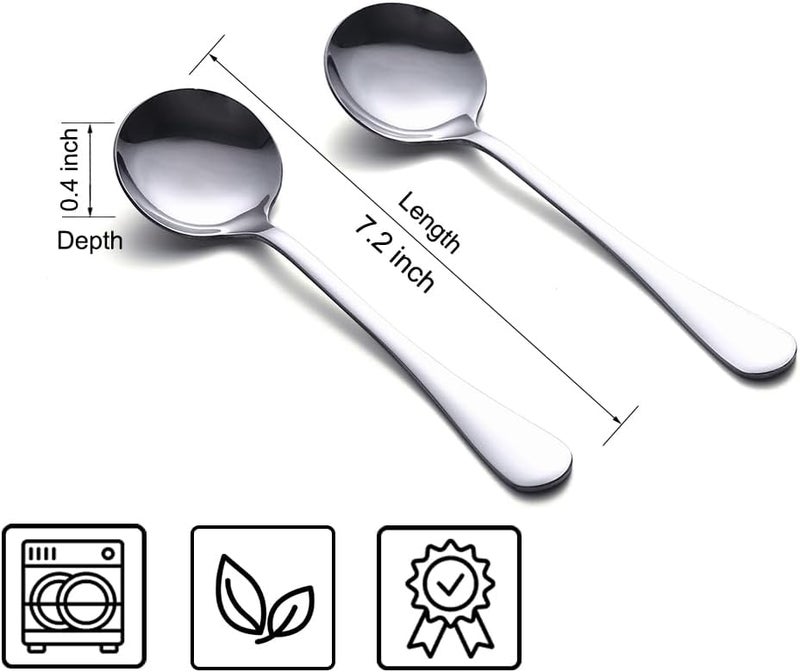 HAPPY KIT Soup Spoons, 8-Piece Premium Stainless Steel Spoons Heavy-Weight Round Spoon Flatware Set - Image 2